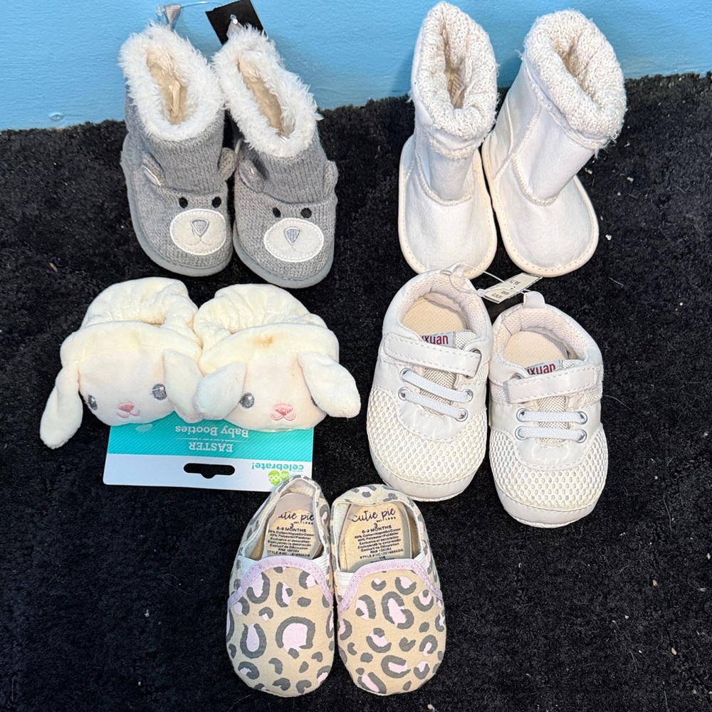 Kids White and Gray Plush & Casual Shoe Bundle